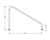 Stainless Steel Wall Hand Rail 1200mm - Flange and Flange-less Options